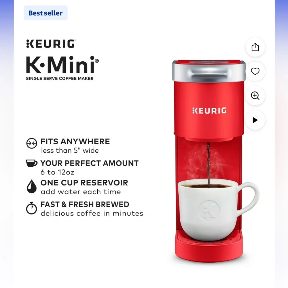 Keurig K-Mini Single Serve K-Cup Pod Coffee Maker, Poppy Red